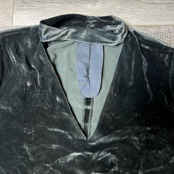 Madewell Choker Top Dark Greenish Grayish Velvety Look & Feel EUC Women's - Picture 6 of 10